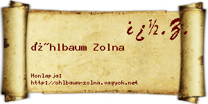 Öhlbaum Zolna névjegykártya